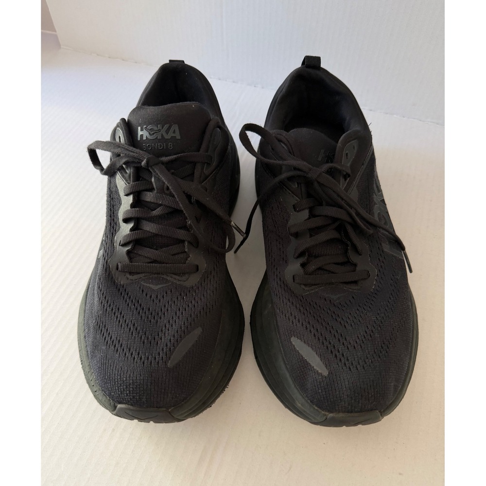 Hoka Running Shoes Bondi 8 Size 9.5 Black Athletic Sneakers 1127952 BBLC
